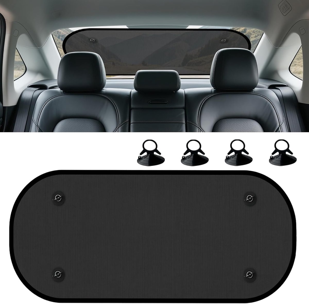 Autozonneklep achterruit 100 x 50 cm - opvouwbaar mesh - UV-bescherming - ideaal voor kinderen - SnelShoppen