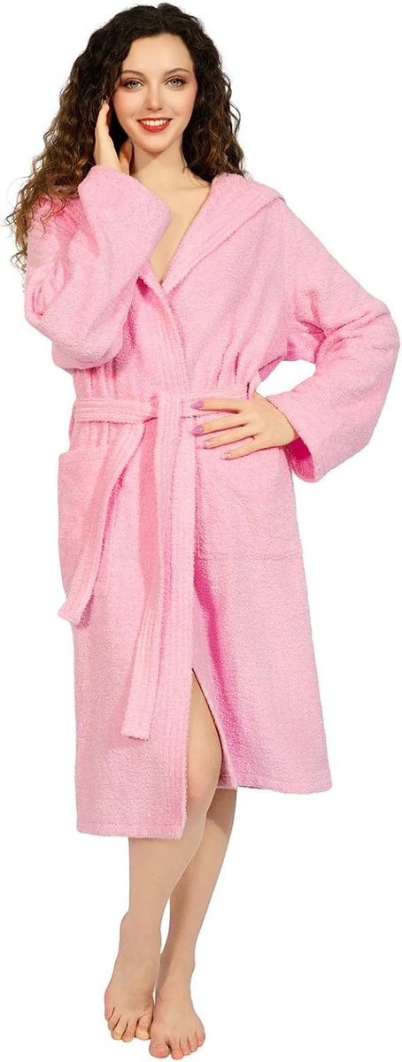 badjas voor dames en heren met capuchon, badstof van 100% katoen Oeko-Tex, zacht, absorberend, Italiaans design