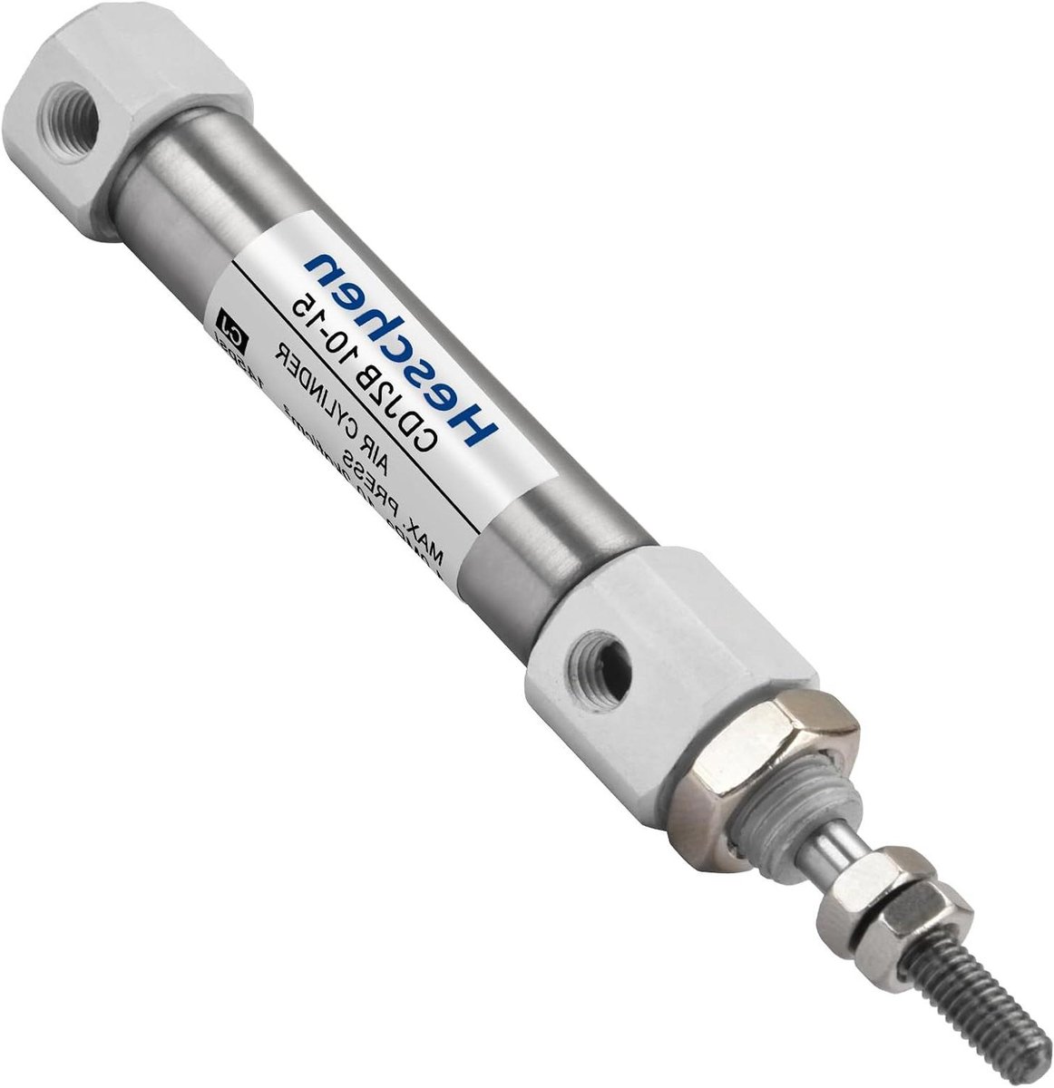 Pneumatische Cilinder - Luchtcilinder Dubbelwerkend - Automatisering Toepassen - Roestvrij Staal - 10mm Boring 15mm Slag - Zilver