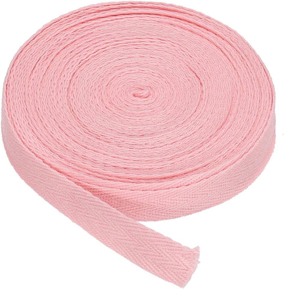 Katoenen keperband, 15 mm, 9 m, katoenen band, biasband, visgraatpatroon, om te naaien, cadeau, verpakking, knutselen, lichtroze