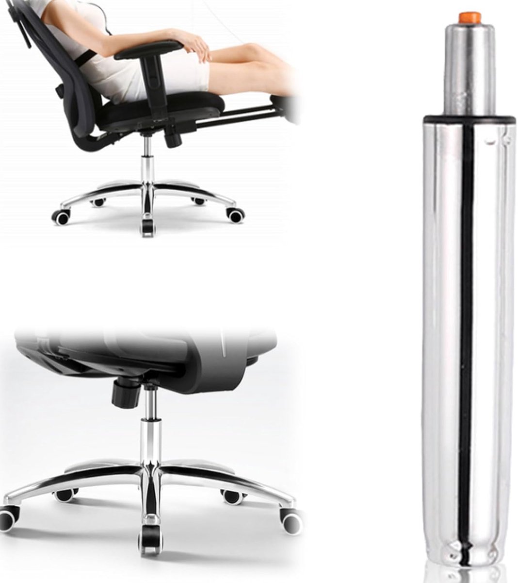Gasdrukveer, gasdrukveer, bureaustoel, 450 kg, 300-450 mm, instelbaar, in hoogte verstelbaar, gasveer, gasdrukdemper, bureaustoel, reserveonderdelen voor draaistoelen, geschikt voor
