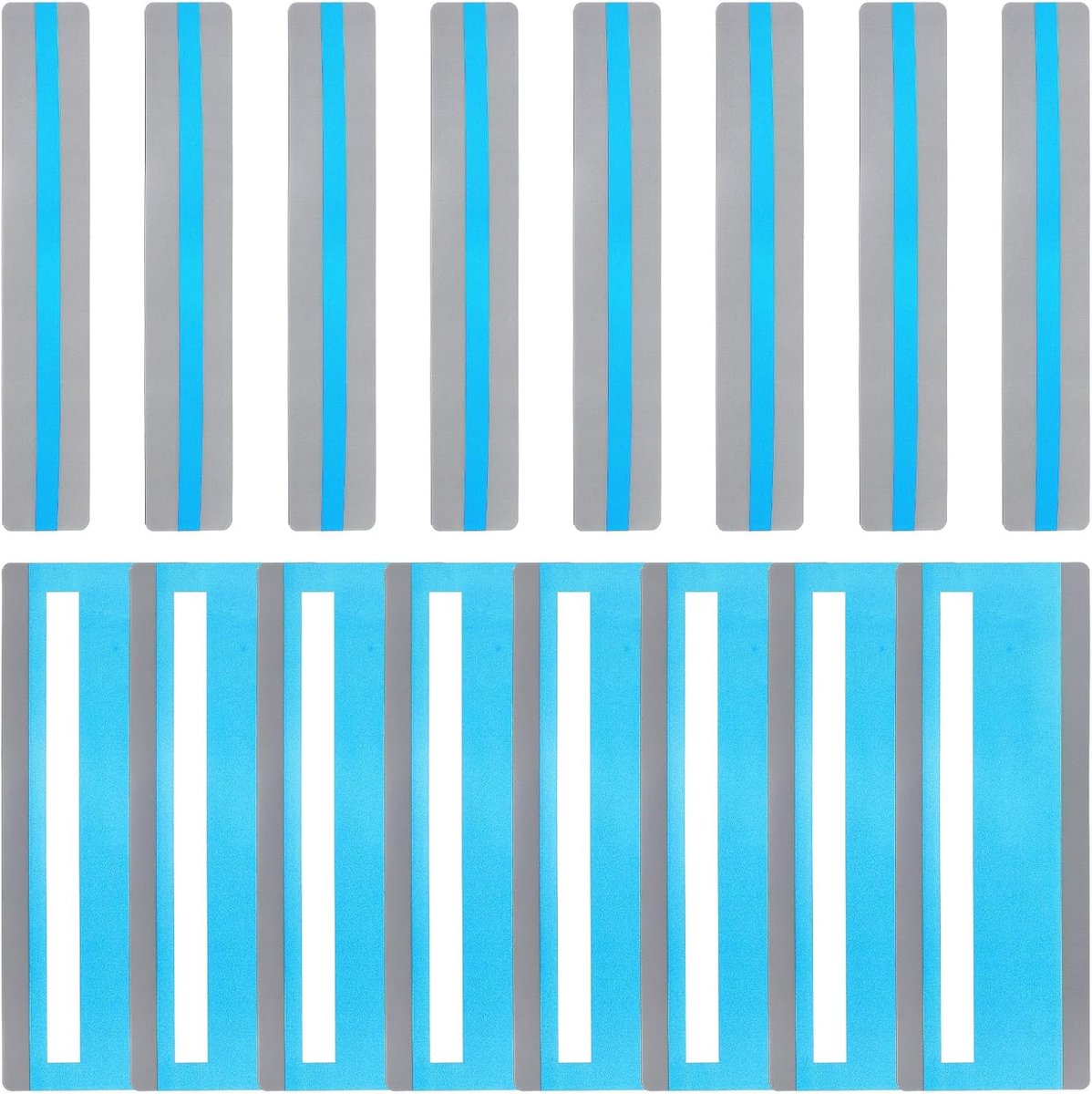 16 stuks begeleide leesstrepen, 2 maten gekleurde overlay highlight bladwijzers, leestrackinglinialen met transparante strip helpt bij dyslexie, blauw