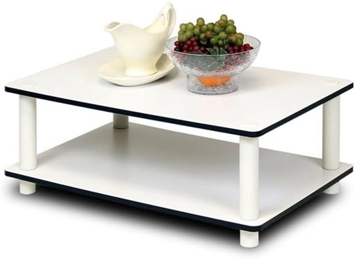 2-laags koffietafel, zonder gereedschap, engineered_hout, wit/wit, 1-pack