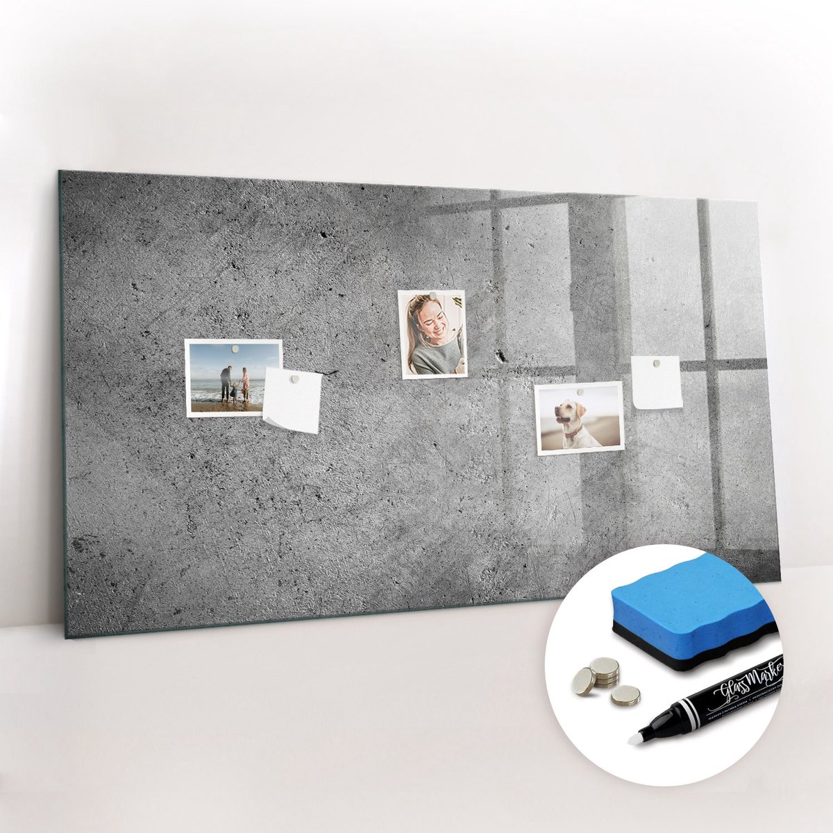 Tulup Whitebord - Industriële muur - 120 x 60 cm - Grijs Decoratieve magneetborden met print - Gratis 5 Sterke Magneten + Whiteboard Marker & Wisser - Interieur Accessoires Kantoor - Foto Magneetbord - Productiviteit Tools