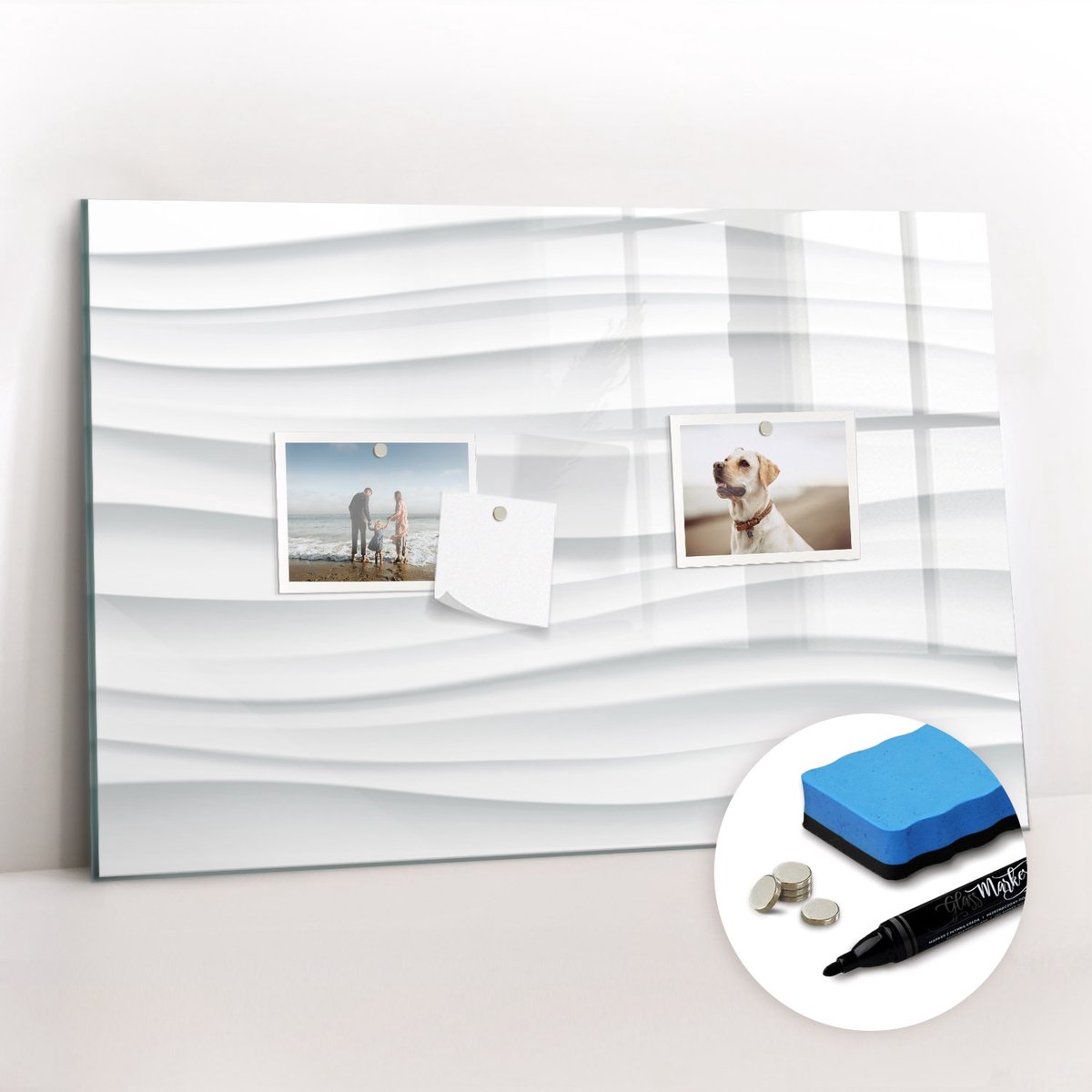 Tulup Whitebord - Golventextuur - 60 x 40 cm - Wit Magnetisch Bord Kind - Gratis 5 Sterke Magneten + Whiteboard Marker & Wisser - Minimalistisch Prikbord - Magneetbord Muur - Organiseer Je Bureau