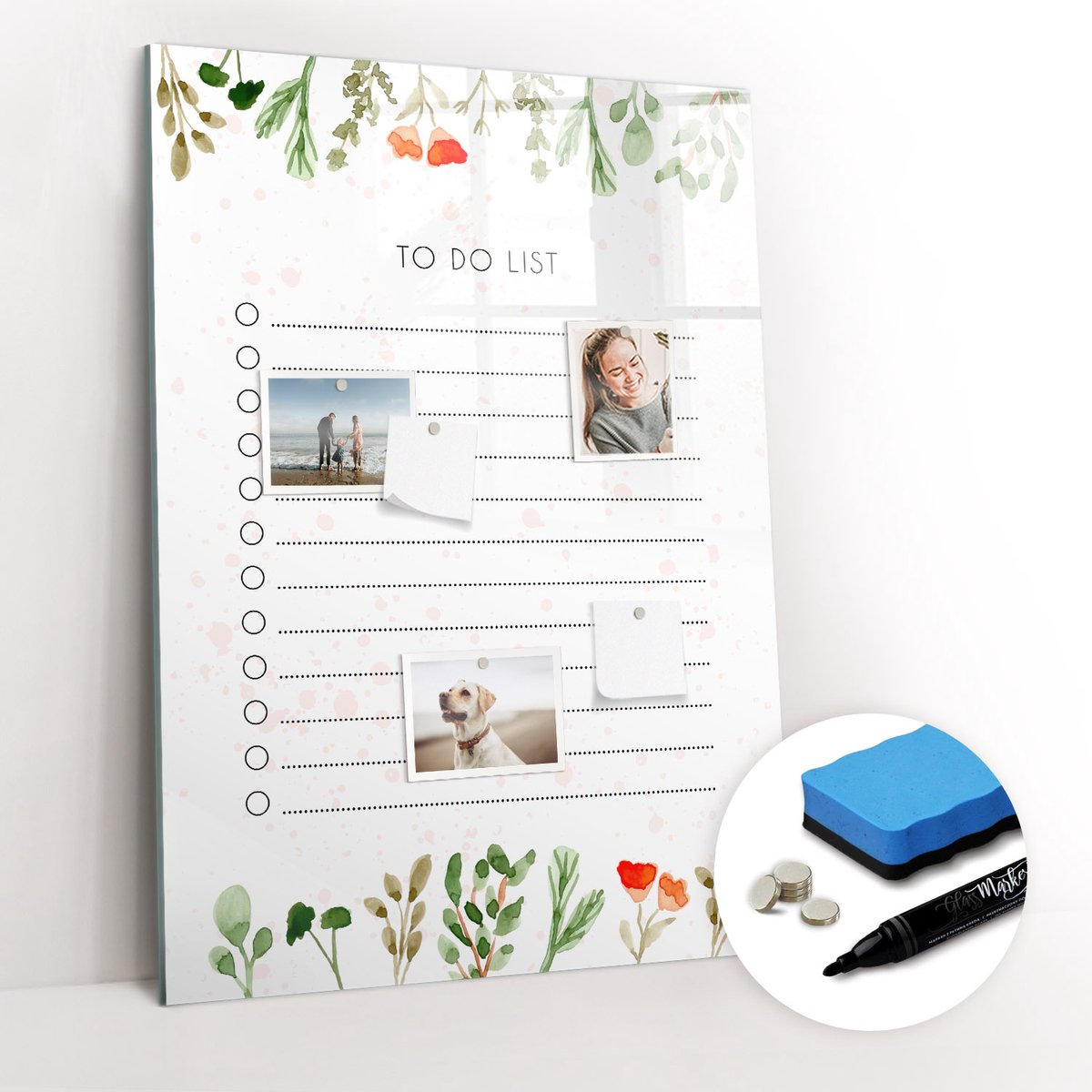 Tulup Whitebord - Lijst van vandaag - 70 x 100 cm - Veelkleurig Magnet Board - Gratis 5 Sterke Magneten + Whiteboard Marker & Wisser - Decoratief Magnetisch Bord - Memobord Keuken - Inspiratiebord Kantoor