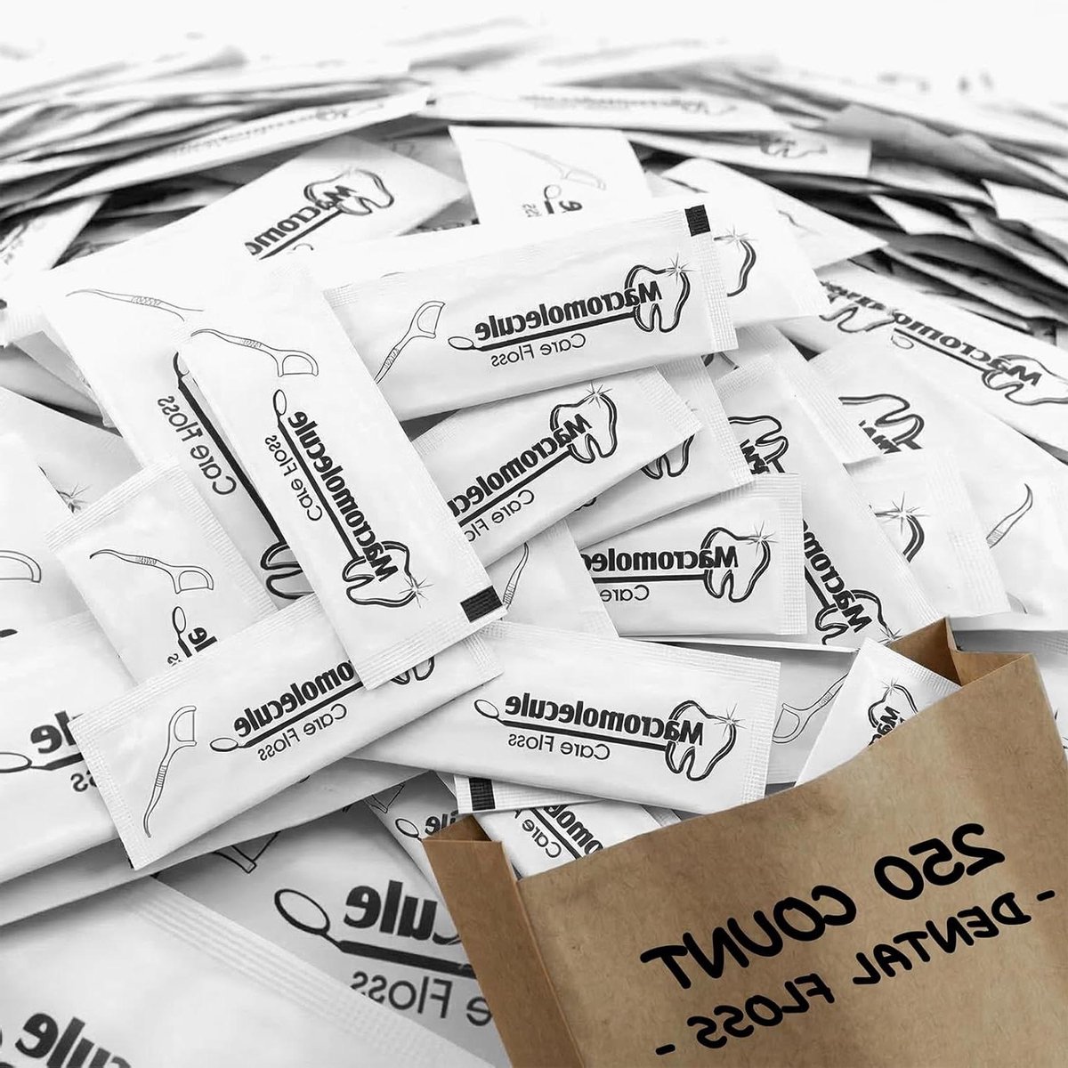 Floss Picks - Tandzijde Sticks Wegwerp - Mondhygiëne - Individueel Verpakt - 250 Stuks - Wit