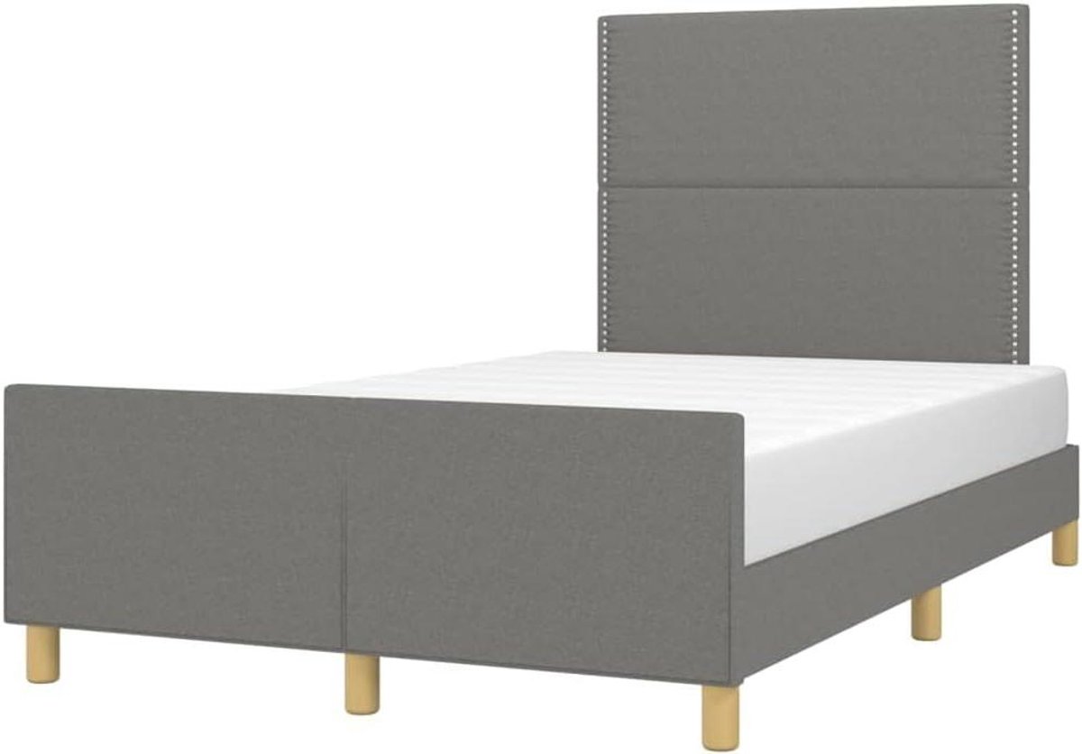 Bedframe met hoofdeinde - Ledikant tweepersoons - Goede nachtrust - Verstelbaar hoofdbord - 120x200 cm - Donkergrijs