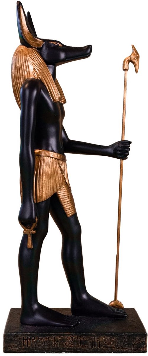 SnelShoppen - Parastone Anubis figuur 22 cm - Egyptisch God decoratief beeld - kunststeen sculptuur voor woonkamer, kantoor en verzamelaar - gedetaill
