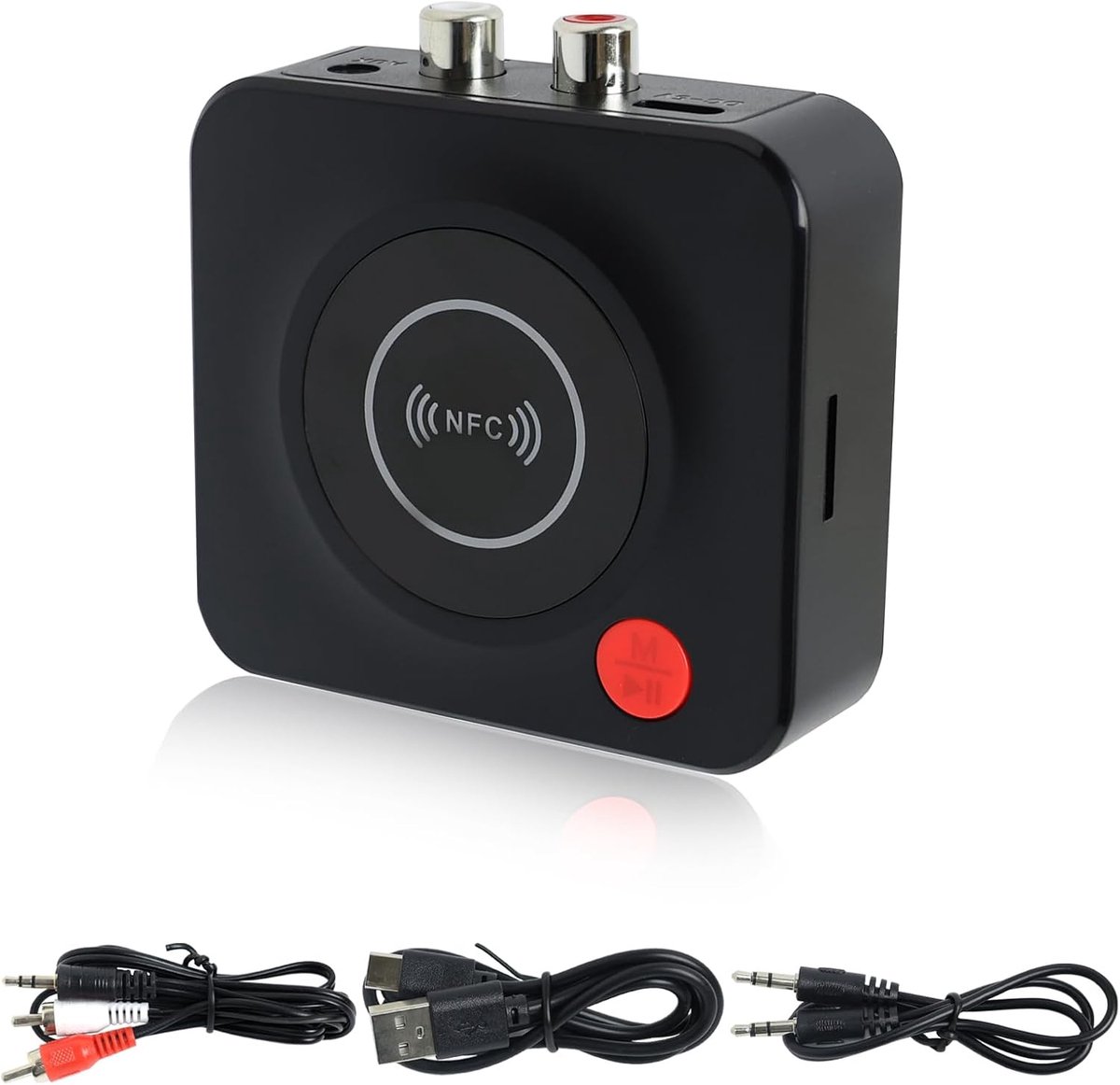 5.3 ontvanger, hifi-versterker, bluetooth hifi-ontvanger, bluetooth-audio-adapter, HD-audio en lage latentie, met RCA/AUX-jack 3,5 mm voor stereo thuis, luidspreker, versterker