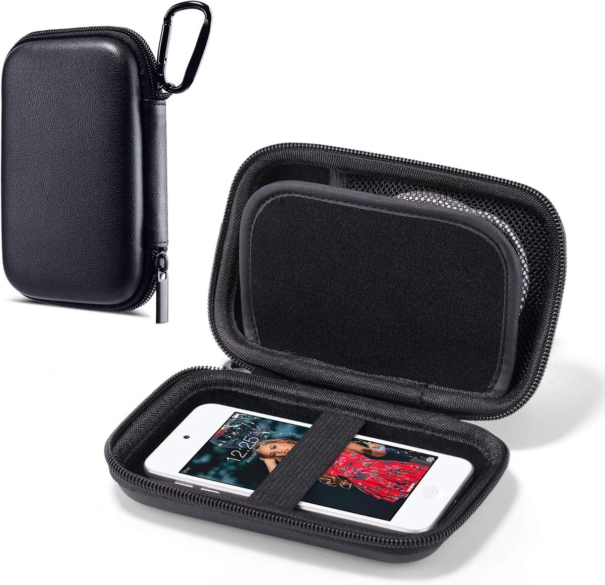 MP3-Speler geval, Glitter Hard Travel Hoesje Beschermende Opbergtas voor Bluetooth MP3/MP4-Spelers/Oortelefoon/iPod Touch - Zwart