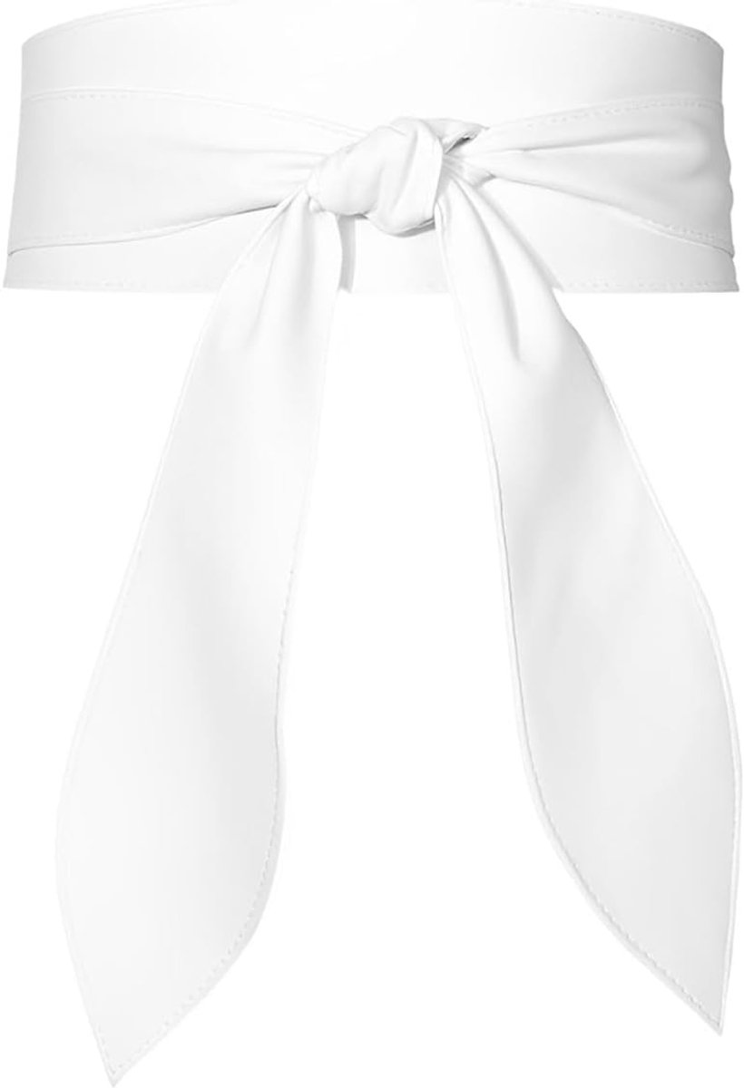 Breiter Obi Gürtel Kunstleder Cinch, bredere gordel dames, Bindgurtel Geknoteter Hüftgurtel Breiter Wickelgurtel Bund für Kleid Hemden Mantel - Wit