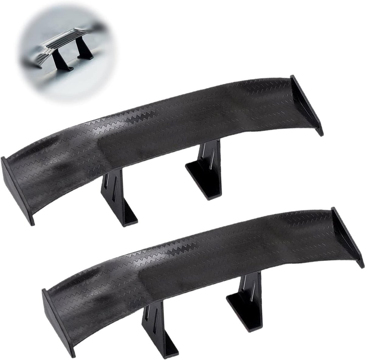 Mini Spoiler Wing 2 stks Universele Achterspoiler Wing Decoratie Voertuig Stabiliteit Zonder Perforatie Koolstofvezel Textuur (Zwart)