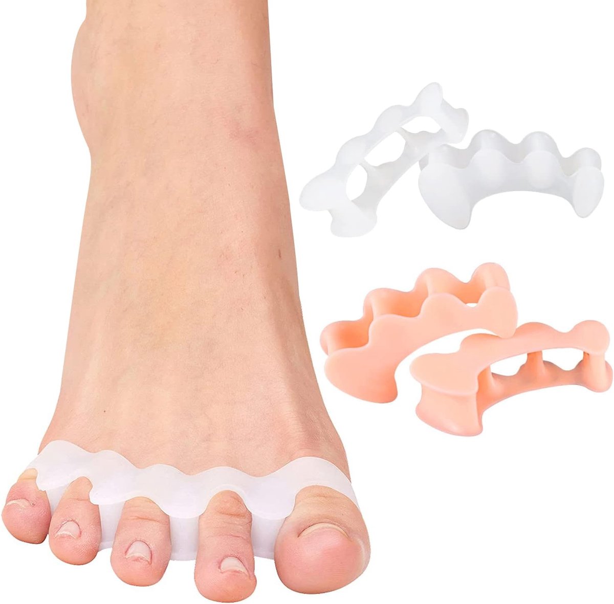 teenslippers voor dames en heren, 4 stuks, teenspreider, teenspacer, teenslippers van siliconen, voor pijnverlichting bij ontstoken voetbal, geschikt voor mannen en vrouwen