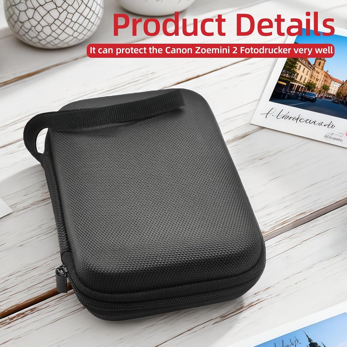 Tas voor Canon Zoemini 2 fotoprinter - hardcase klein voor Canon Zoemini 2/S2 fotopapier fotoprinter, harddiskhoes voor Toshiba Canvio WD Elements, mesh beschermhoes voor mini printer, zwart — cadeau in Cadeau-ideeën - foto 4