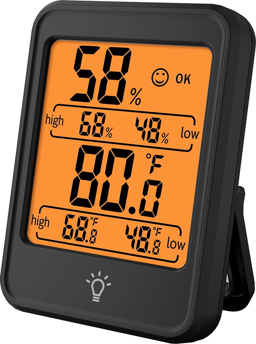 SnelShoppen - Digitale Thermometer en Hygrometer Set van 2 - Draadloos met LCD Display en Achtergrondverlichting - Max/min Registratie - Wit - 8.5 cm