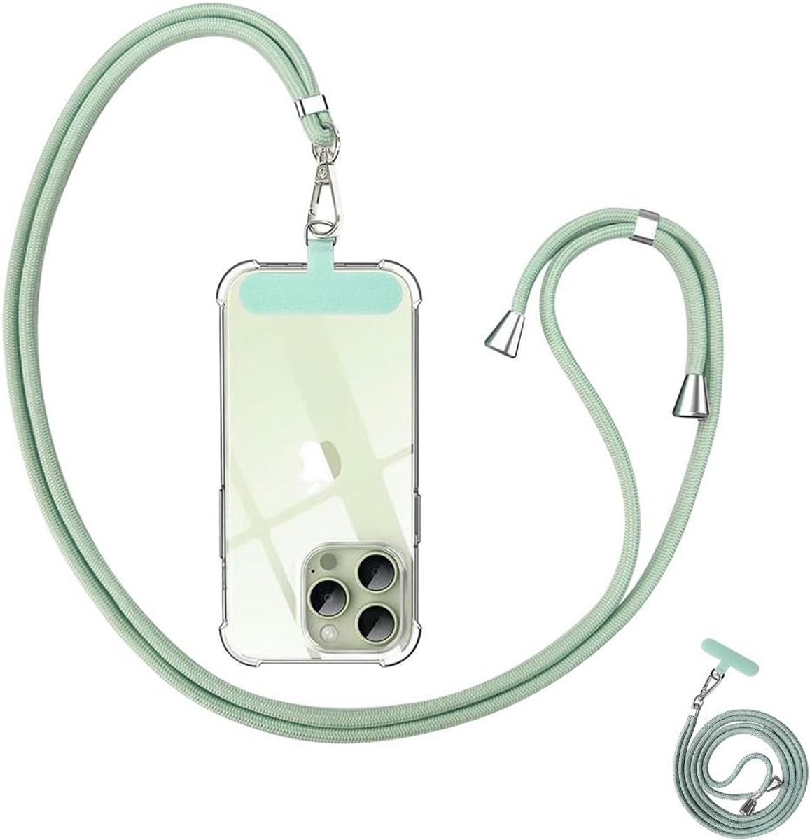 Telefoonketting, universeel, voor alle smartphones, mobiele telefoonband om om te hangen met pad, telefoonkoord, ketting voor outdoor, reizen, onderweg mobiele telefoonhouder, verstelbaar en