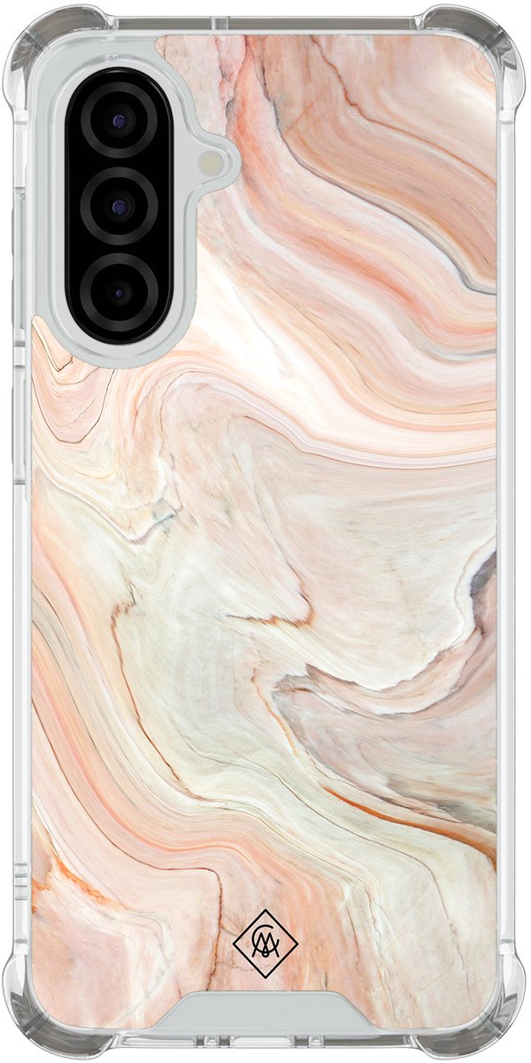 Casimoda® hoesje - Geschikt voor Samsung Galaxy A37 - Marmer Waves - Shockproof case - Extra sterk - TPU/polycarbonaat - Bruin/beige, Transparant