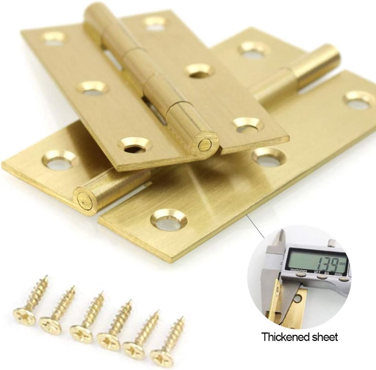 Copper Small Hinges Door Hinges - Brass Folding Hinges Furniture Cabinet Hinges with Hinge Fixing Screws, 1.5 Inch - ShopVlot