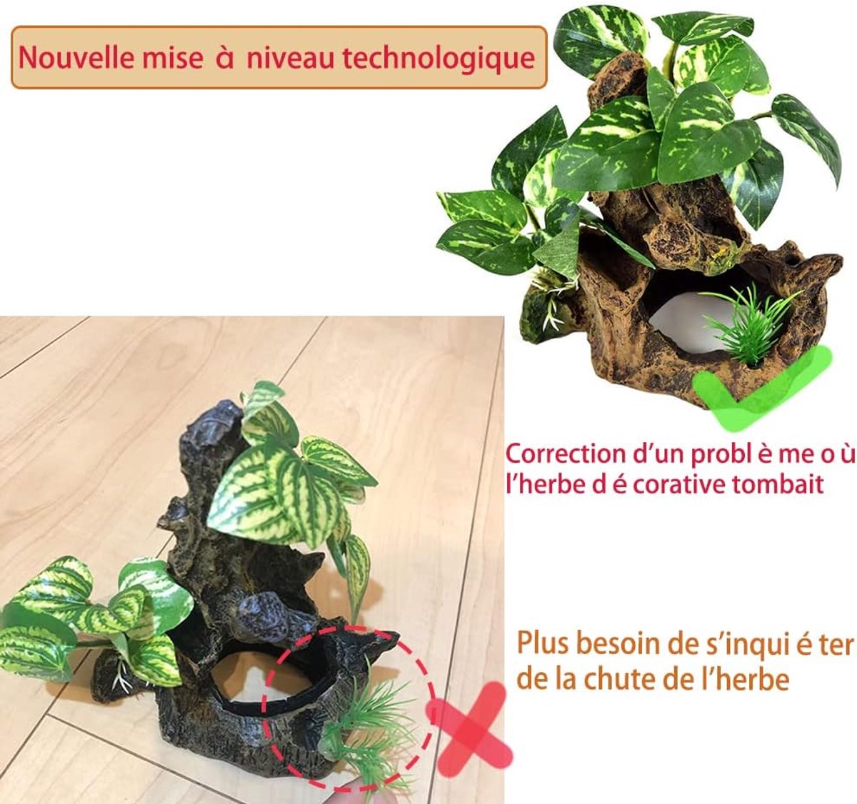 SnelShoppen - Decoraties voor terrarium en aquarium - Simulatie hout, duurzaam en veilig, voor reptielen en vissen, milieuvriendelijk, gemakkelijk sch