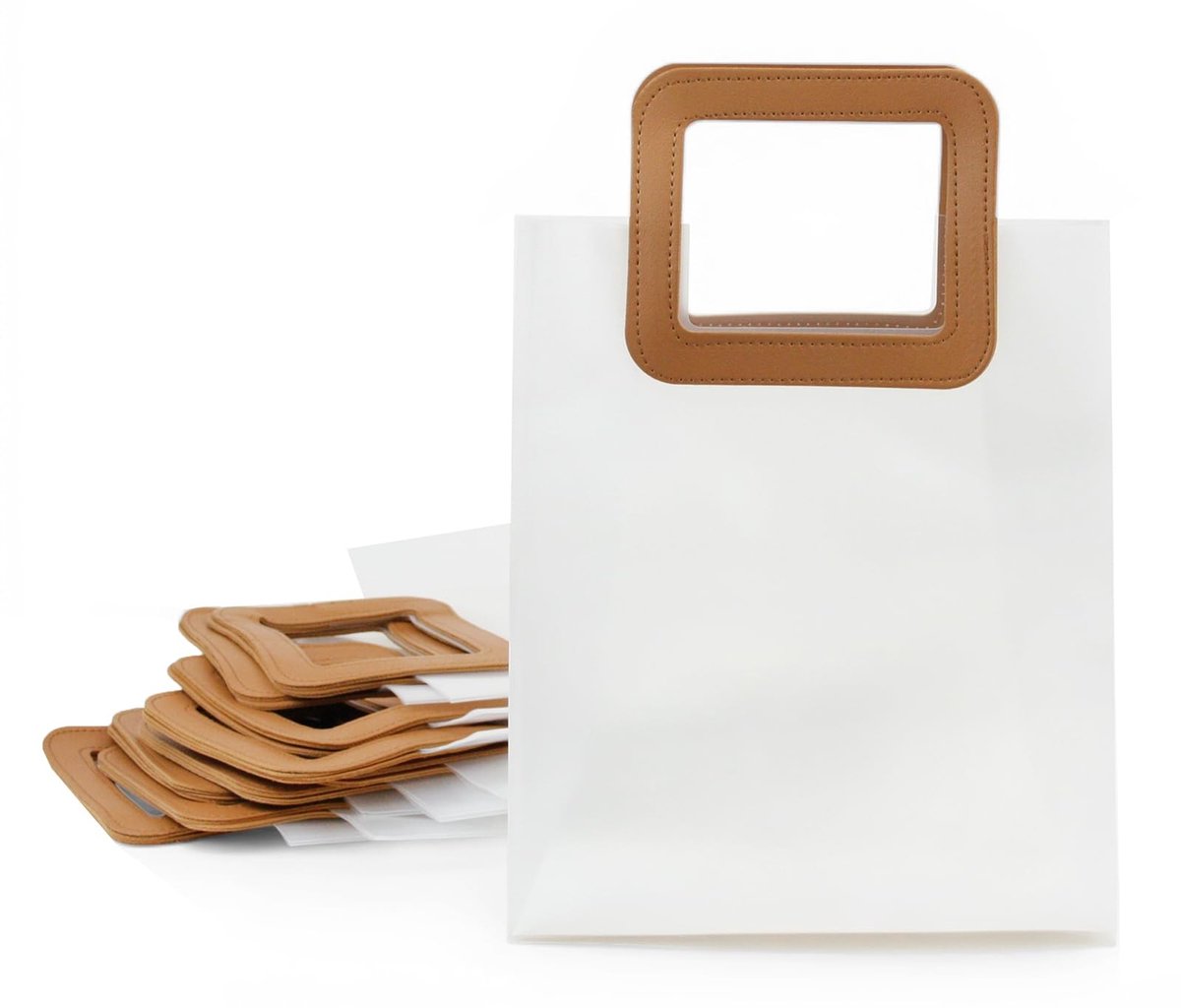 Omgoods - Transparante PVC Geschenkzakjes met Bruin Handvat