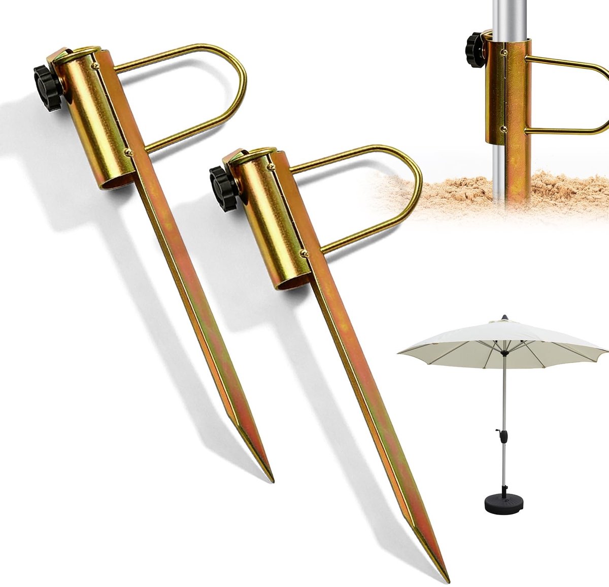 Omgoods - Set van 2 Parasolhouders voor Buiten met Grondpen Ontwerp