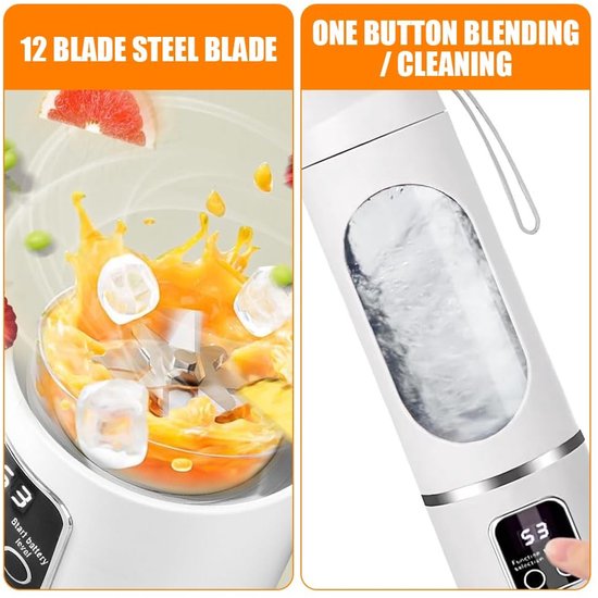 Omgoods - Draagbare Smoothiemaker 450ml met 12 Messen en LED-Display — afbeelding 3