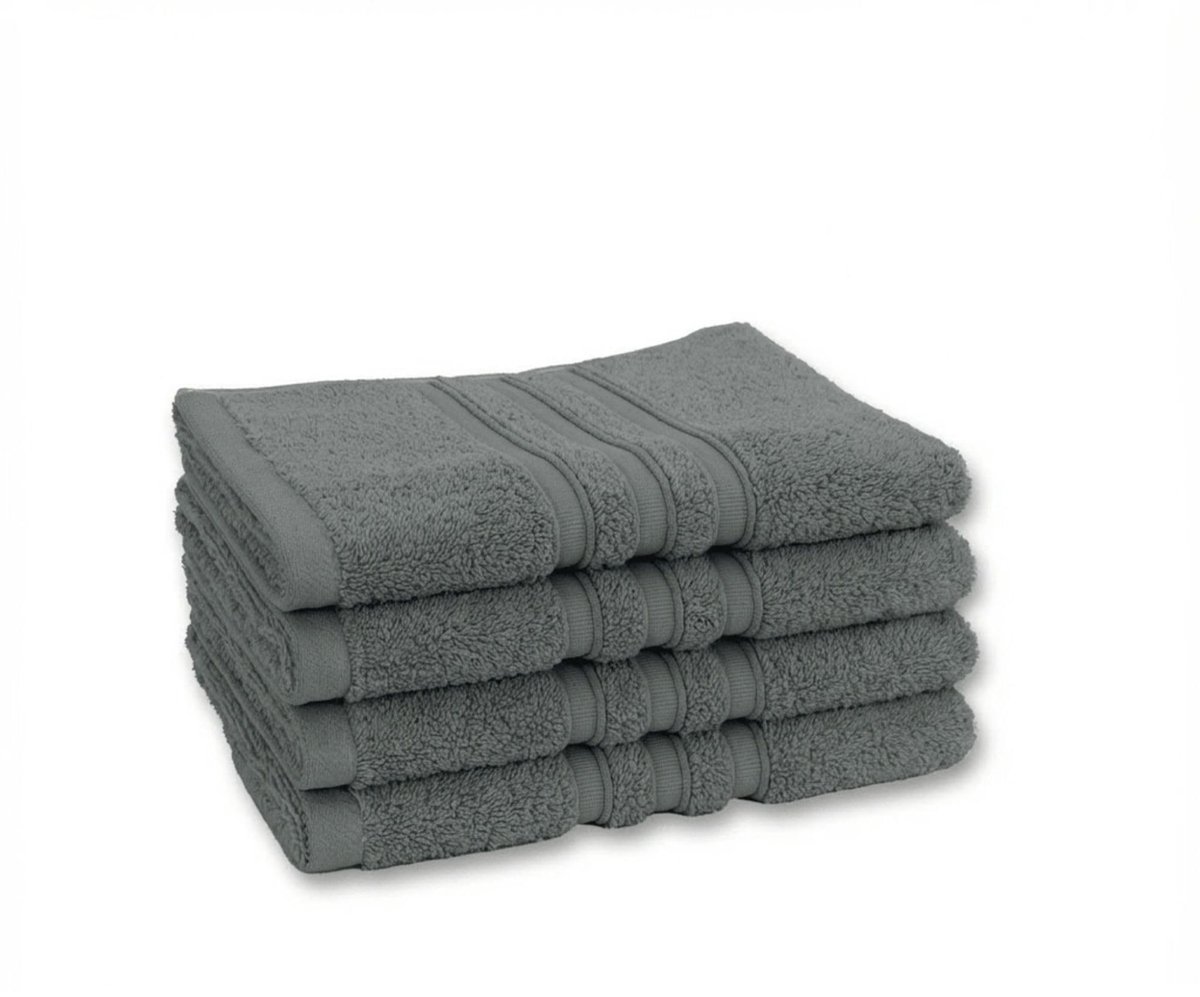 Omgoods - Set van 4 Katoenen Handdoeken 40x70 cm - Antracietgrijs - 500 g/m²