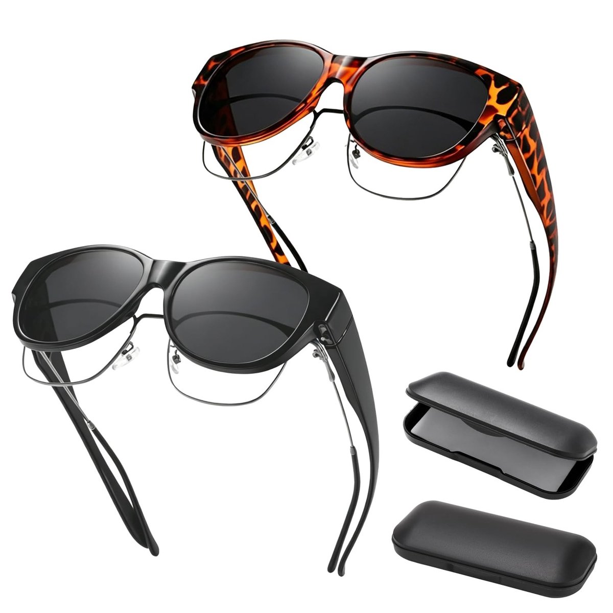 Omgoods- Overzet Zonnebril Gepolariseerd - 2 Stuks - UV-bescherming - Lichtgewicht - Voor Brildragers - Framehoogte 58 mm