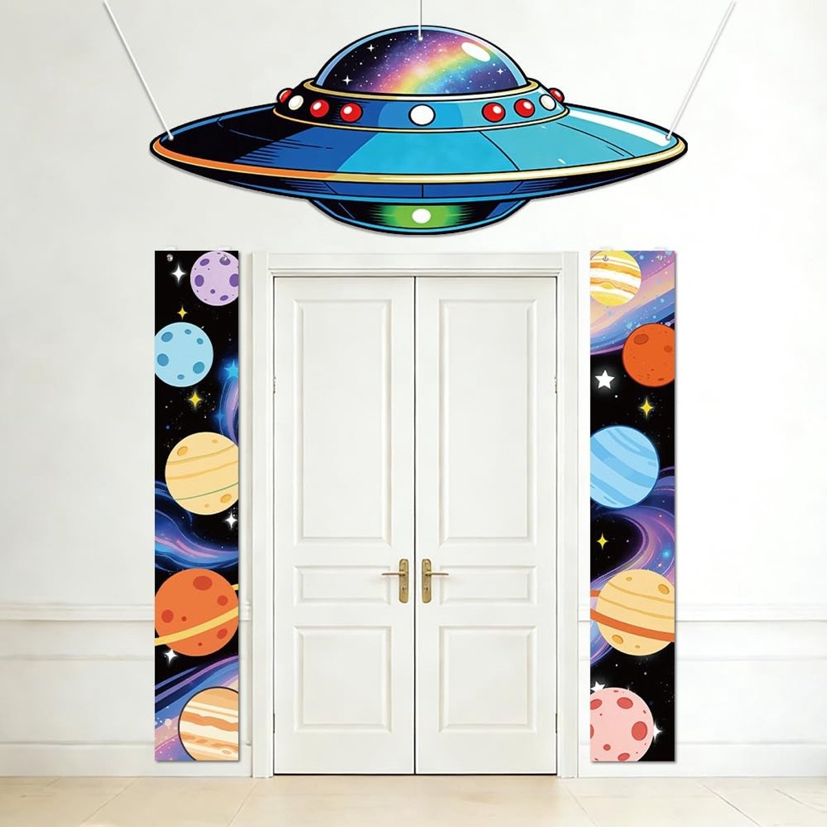 Omgoods - Set van 3 Ruimteschip Veranda Banners voor Feestdecoratie
