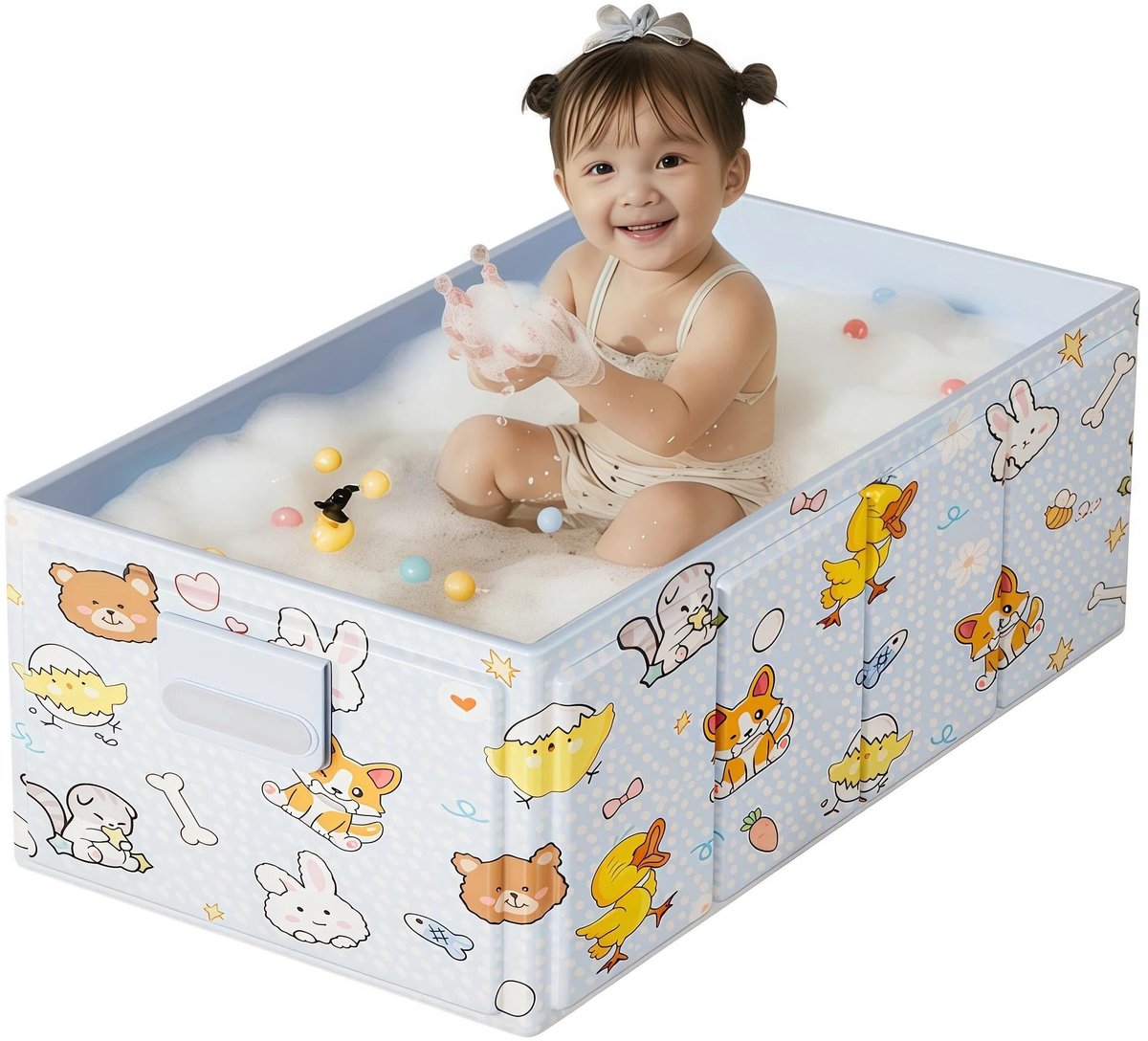 Omgoods - Vouwbare Baby Badkuip met Schattige Dierenprint