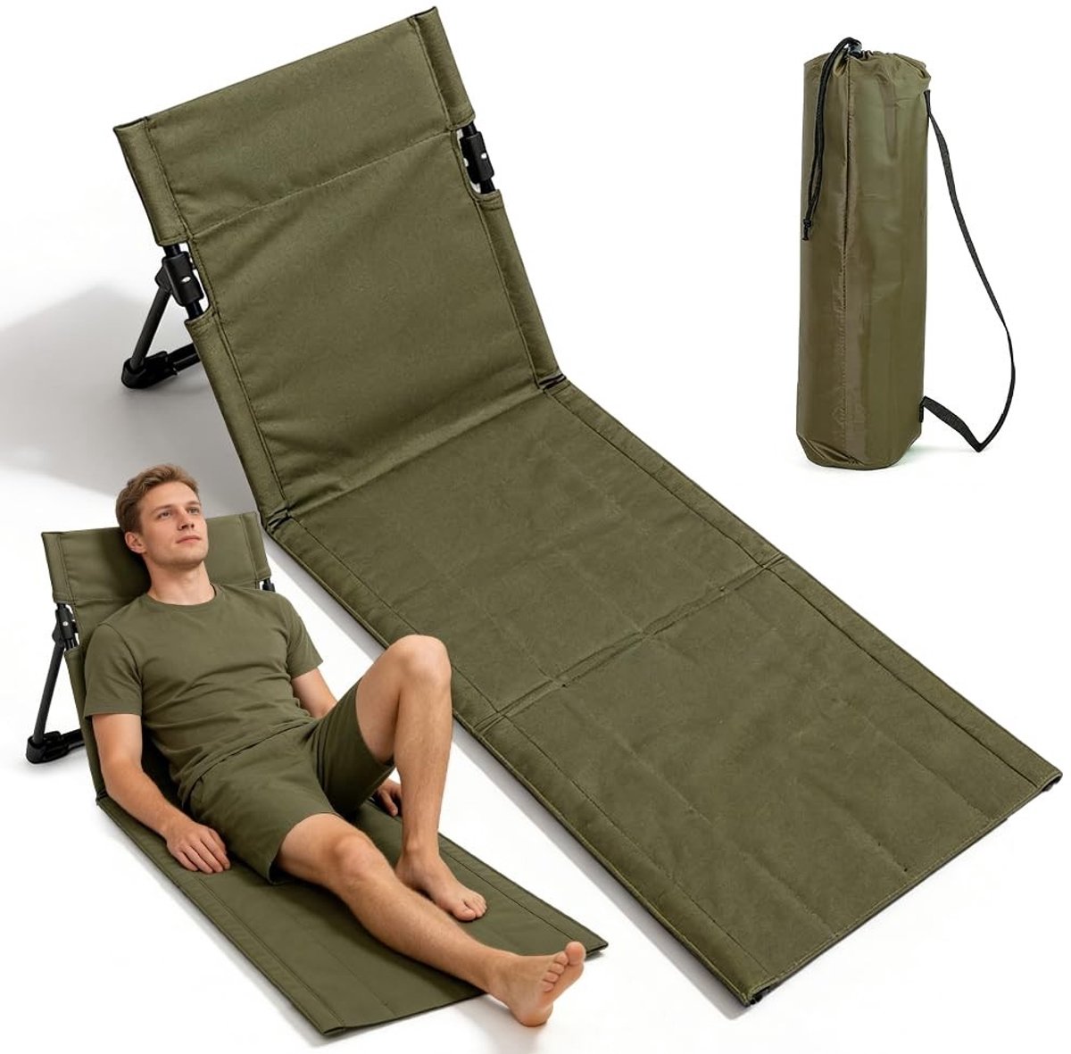 Omgoods - Draagbare Strandstoel met Rugleuning voor Ontspanning en Recreatie