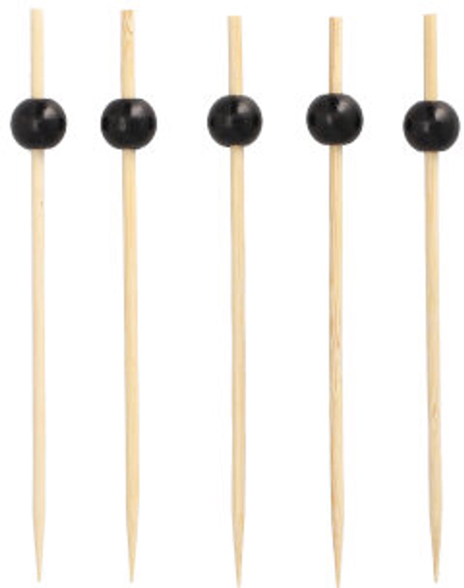 15x 40 Fingerfood prikkers 12 cm Black Pearl