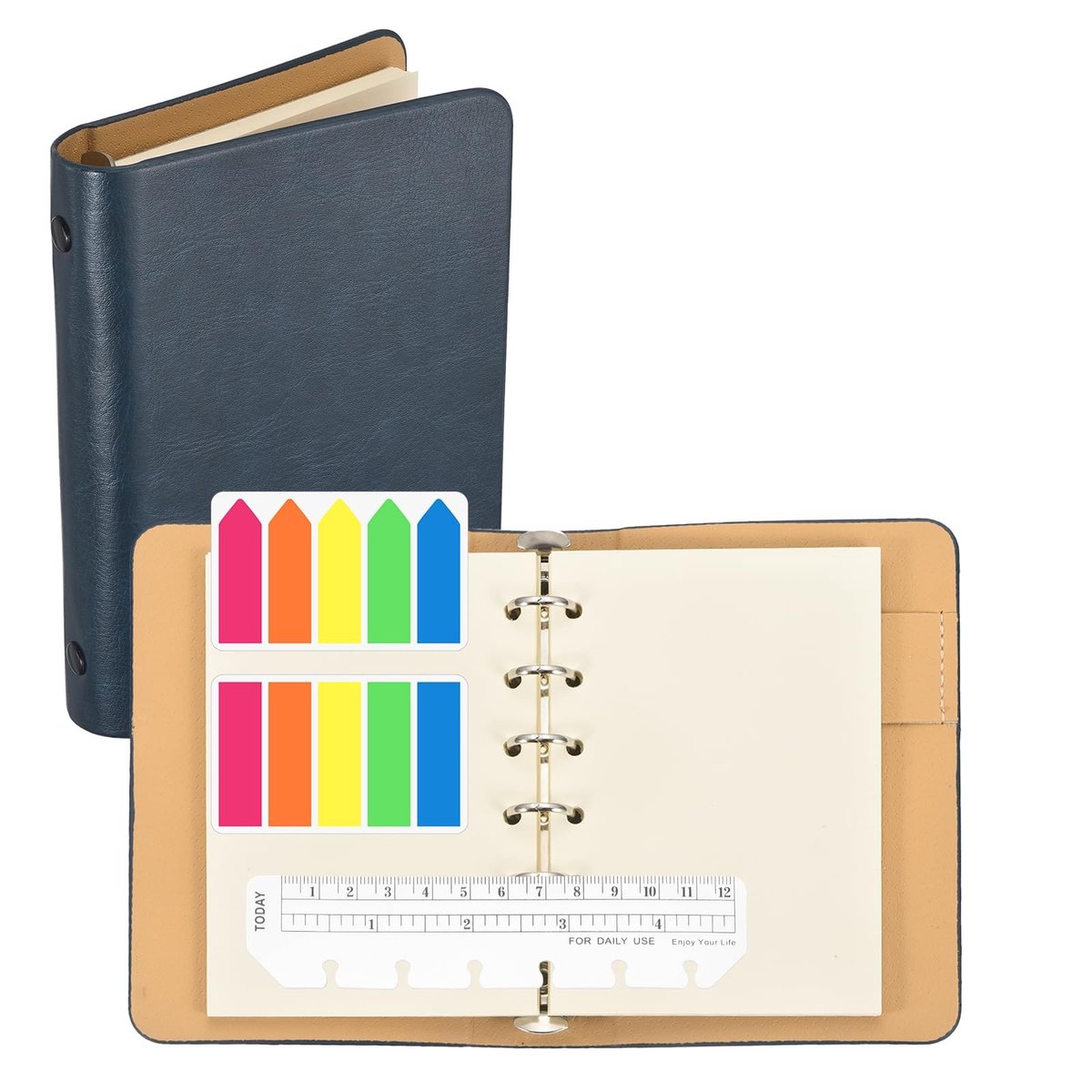 Omgoods - Notitieboek van Leer met Witte Pagina's en Ringband 6