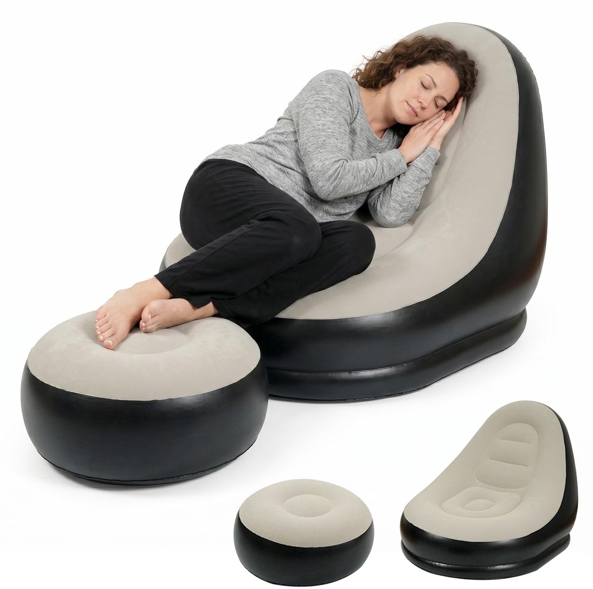 Omgoods - Opblaasbare Sofa met Voetsteun, Comfortabel en Draagbaar