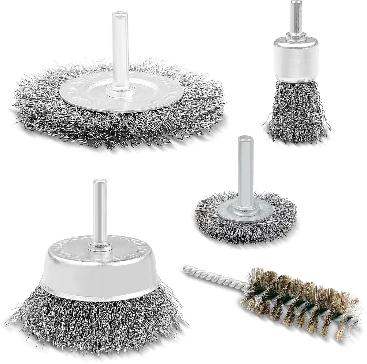 5 stuks metalen borstels voor boren, ijzeren borstel met 1/4 inch
