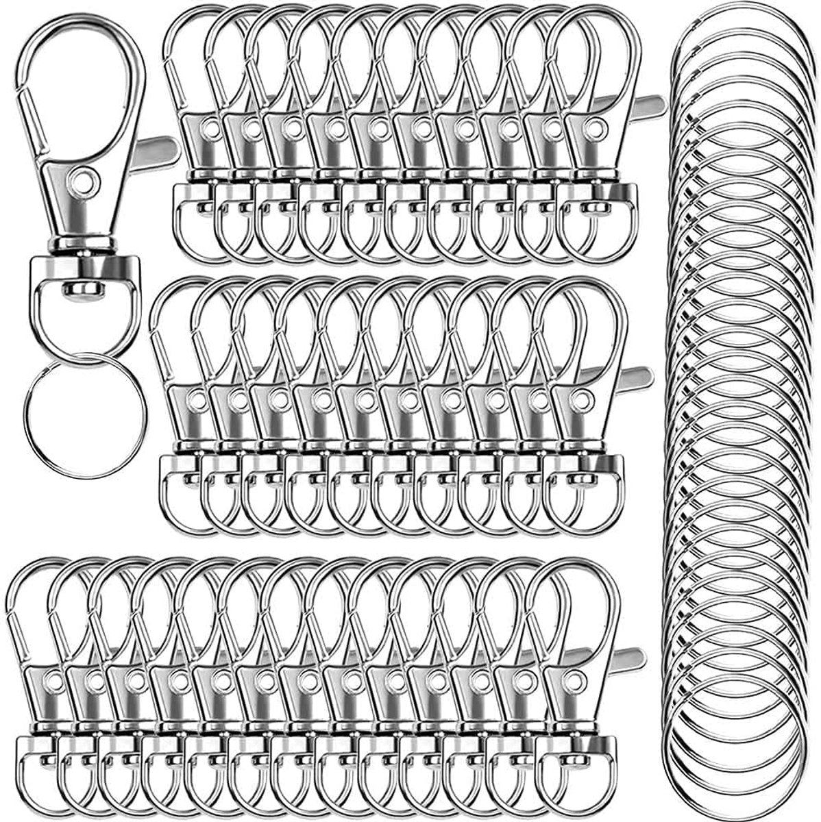 Swivel Lanyard Snap Hook 100PCS - Premium met metalen haken - Perfect voor sleutelhangertjes - ShopVlot