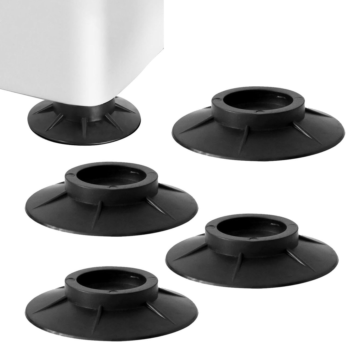 4 stuks wasmachine voetmat, droger, antislip, trillingsdempend, rubberen zool, zwart