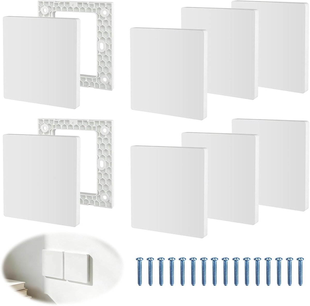 8 stuks blinde wandplaat, stopcontactafdekking, blinde afdekking stopcontact, blinde afdekking inbouwdoos, wandcontactdoosafdekking, lichtschakelaarafdekking voor ongebruikte stopcontacten of