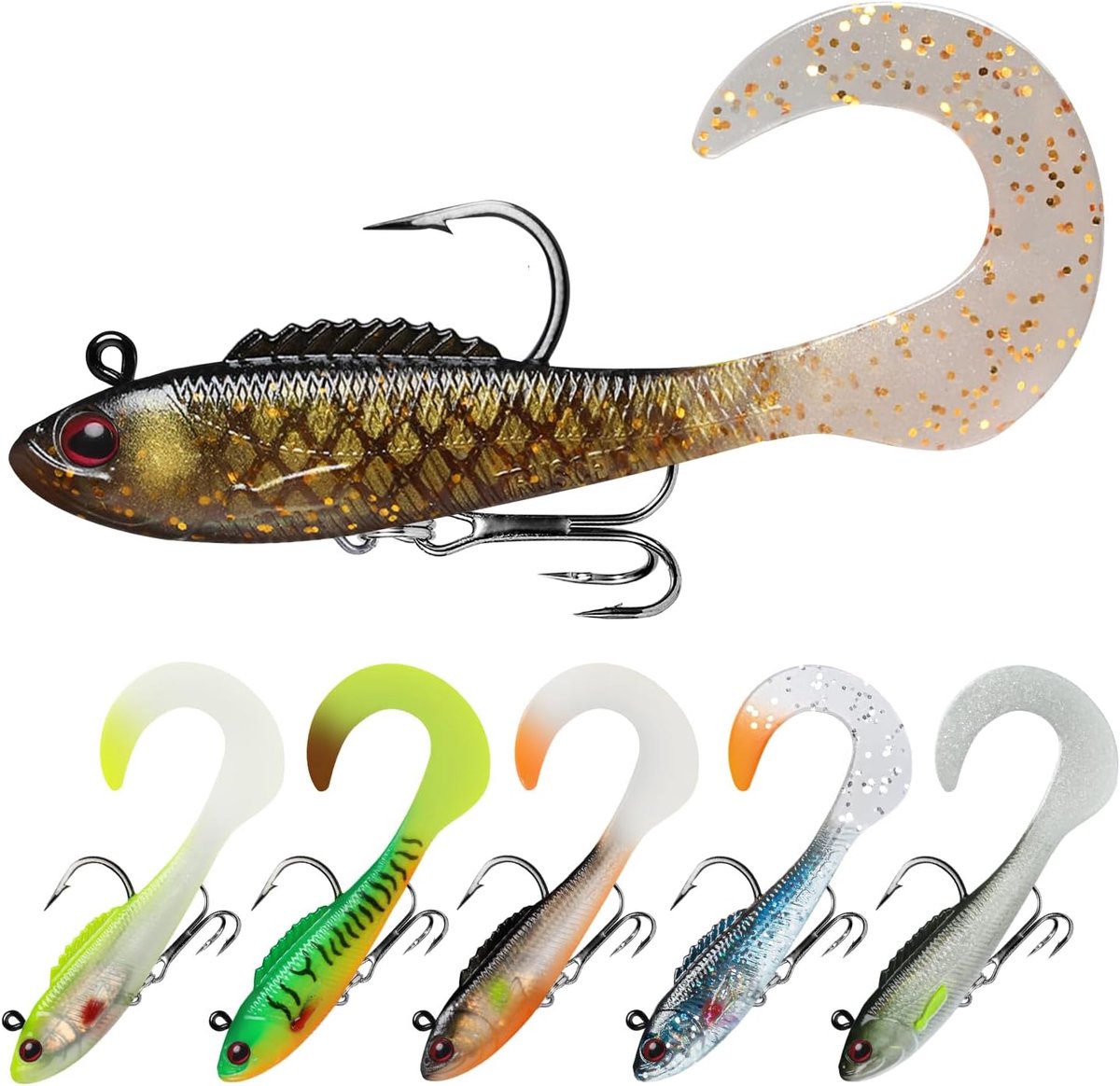Zacht Visaas, Goed-Maak Gemakkelijk Vangend Kunstaas voor Familie Visserij, All-Conditions Vistuig voor Bas Forel Walleye, Grote Actie Swimbait met Spinner, Crappie Vissende Jigs