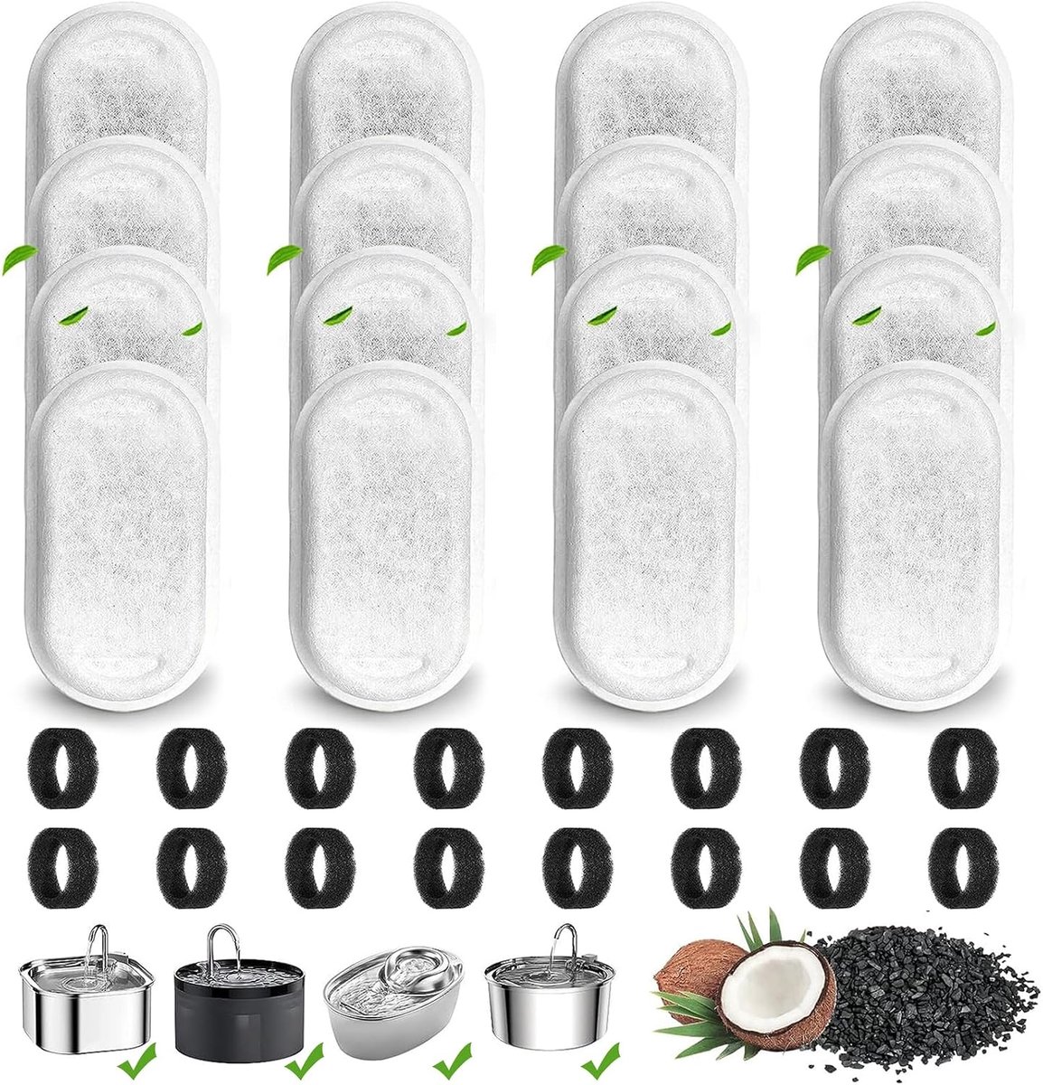 32 stuks waterfonteinfilter voor katten, drinkwaterfilterspons voor
