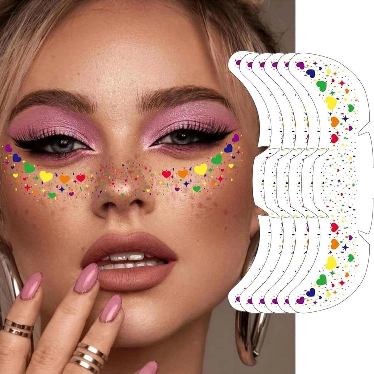 6 stuks glitter sproeten, waterdichte glitterpatches voor vrouwen, duurzame tattoo-stickers voor vrouwen voor festivals en feestjes