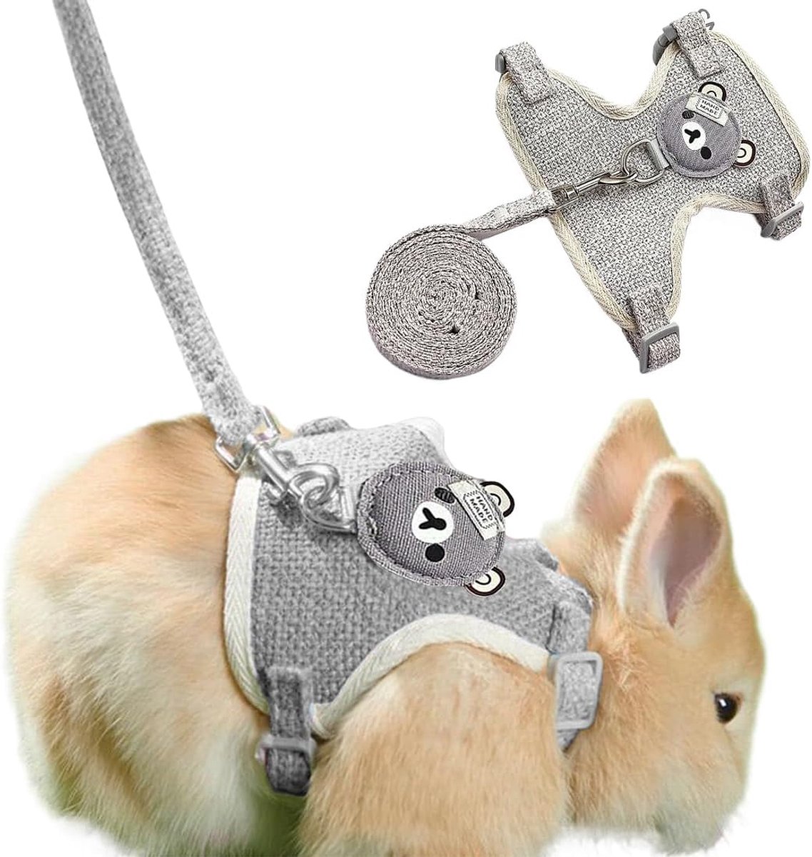 Konijnenlijn, verstelbaar, 120 cm, zacht konijnenlijn, hazenaccessoires, konijnenaccessoires, konijnenharnas voor konijnen, katten, kleine honden en andere kleine huisdieren