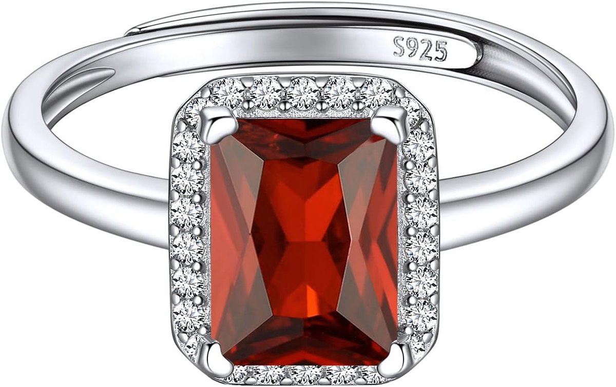 925 Sterling Zilver Gesimuleerde Geboortesteen Ringen Belofte Bruiloft Verstelbare Ring voor Vrouwen Vierkant/Rond/Hart/Traan Cut Edelsteen Verjaardag Sieraden (met Geschenkdoos),