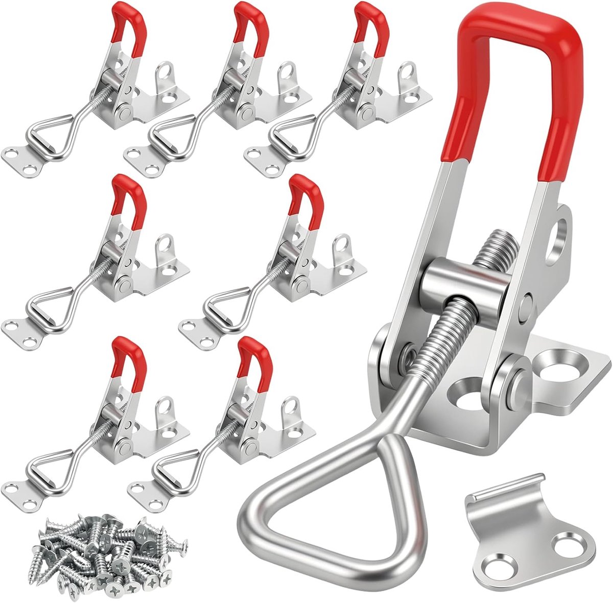 Sluitingen, spansluiting, hendelsluiting, verstelbare tuimelklemmen, kniehendelspanner, metalen kliksluiting, hefboomsluiting voor kast, draagkracht 100 kg (met sleutelgat)