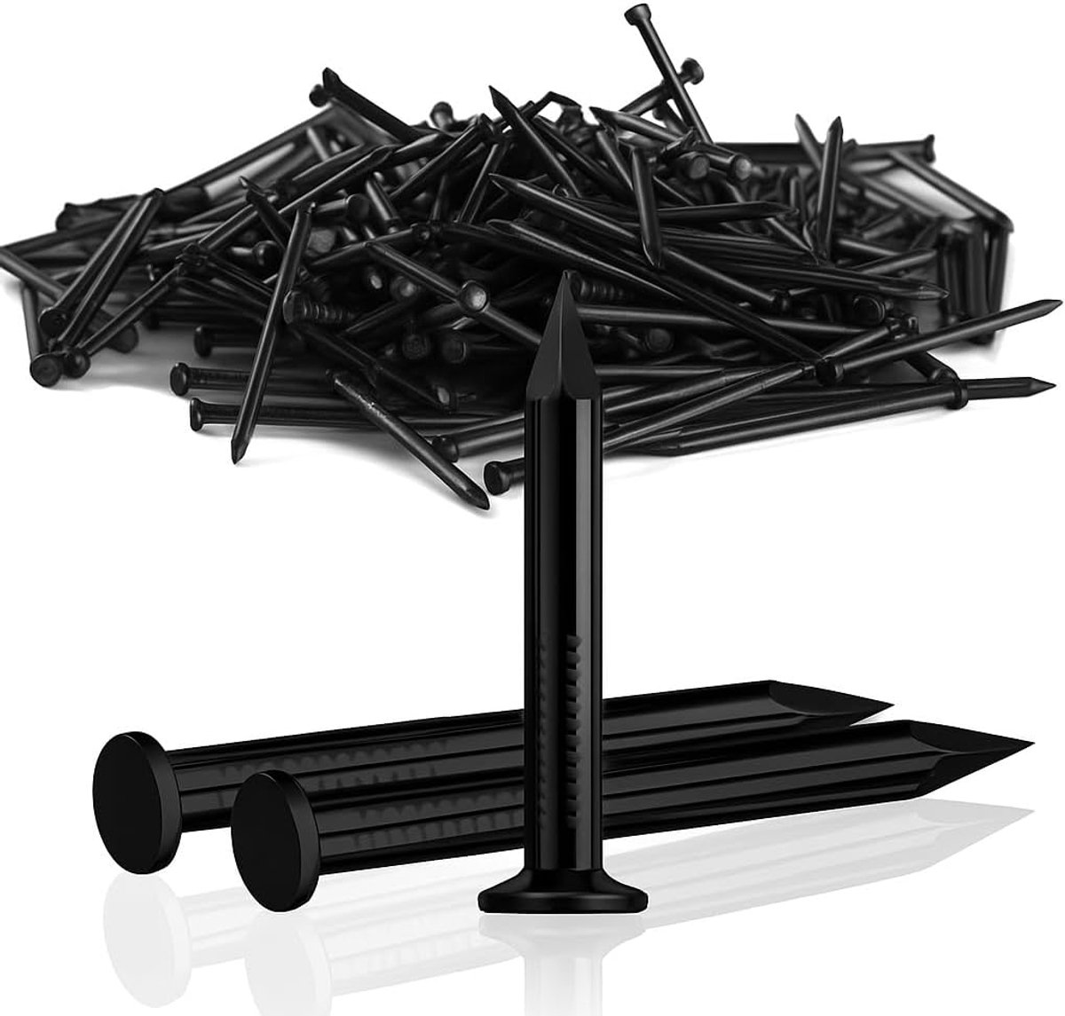 150 stuks stalen spijkers, 25 mm betonspiekers Zwart, stalen spijkers beton, muurspiekers voor afbeeldingen, spijkers voor betonwanden, houten spijkers voor afbeeldingen, dakspijkers, verzinkte