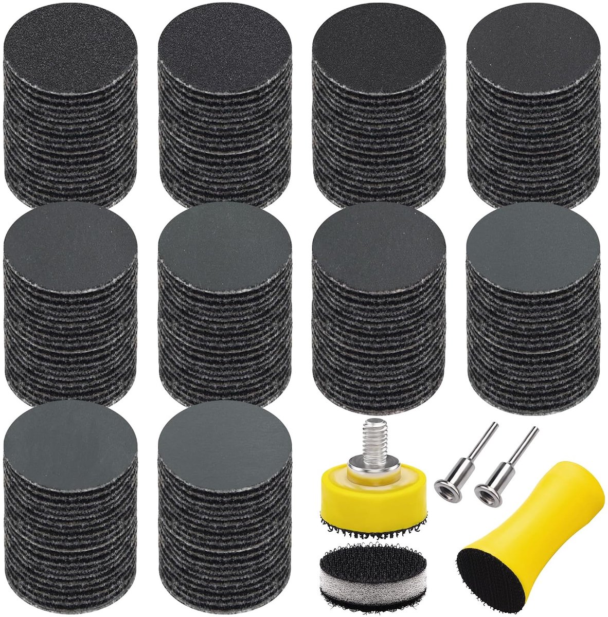 200 stuks schuurschijven, 25 mm, rond, schuurpapier, korrel 180-5000 voor auto polijsten, metaal, hout