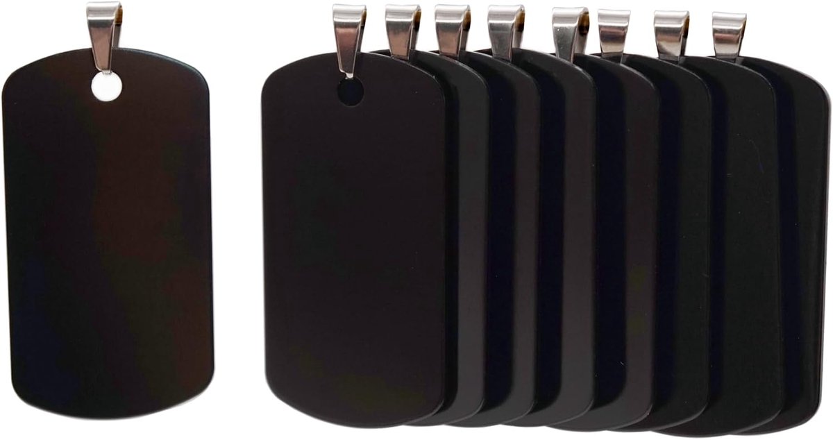 aluminium lege hondentags, doe-het-zelf gegraveerde kat hond ID-tags, gepersonaliseerde huisdierenidentiteitsnaamlabels, maat 46 mm x 25 mm, zwart 12 stuks