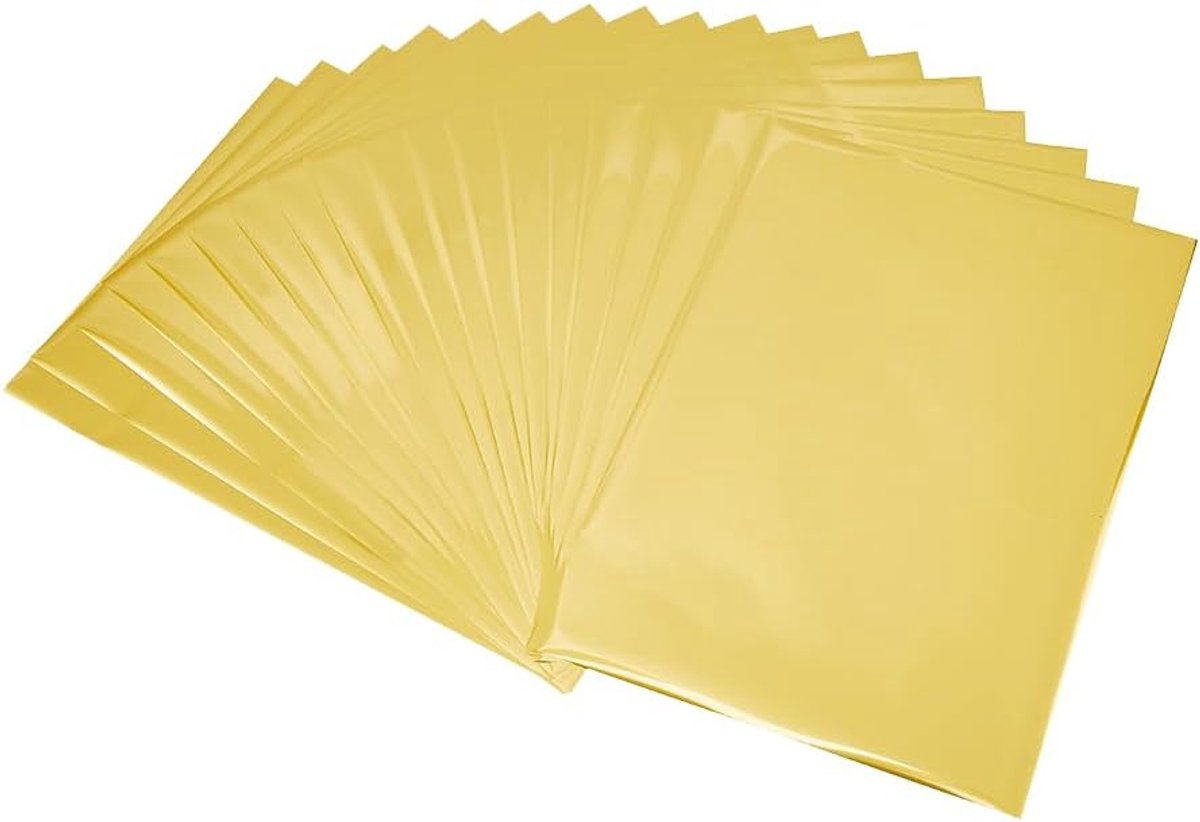 Reactief papier, 50 vellen, A4, 29 x 18,5 cm, rechthoekige toner, reactief blad, gouden transferpapier, transferpapier voor doe-het-zelf kaartdecoratie