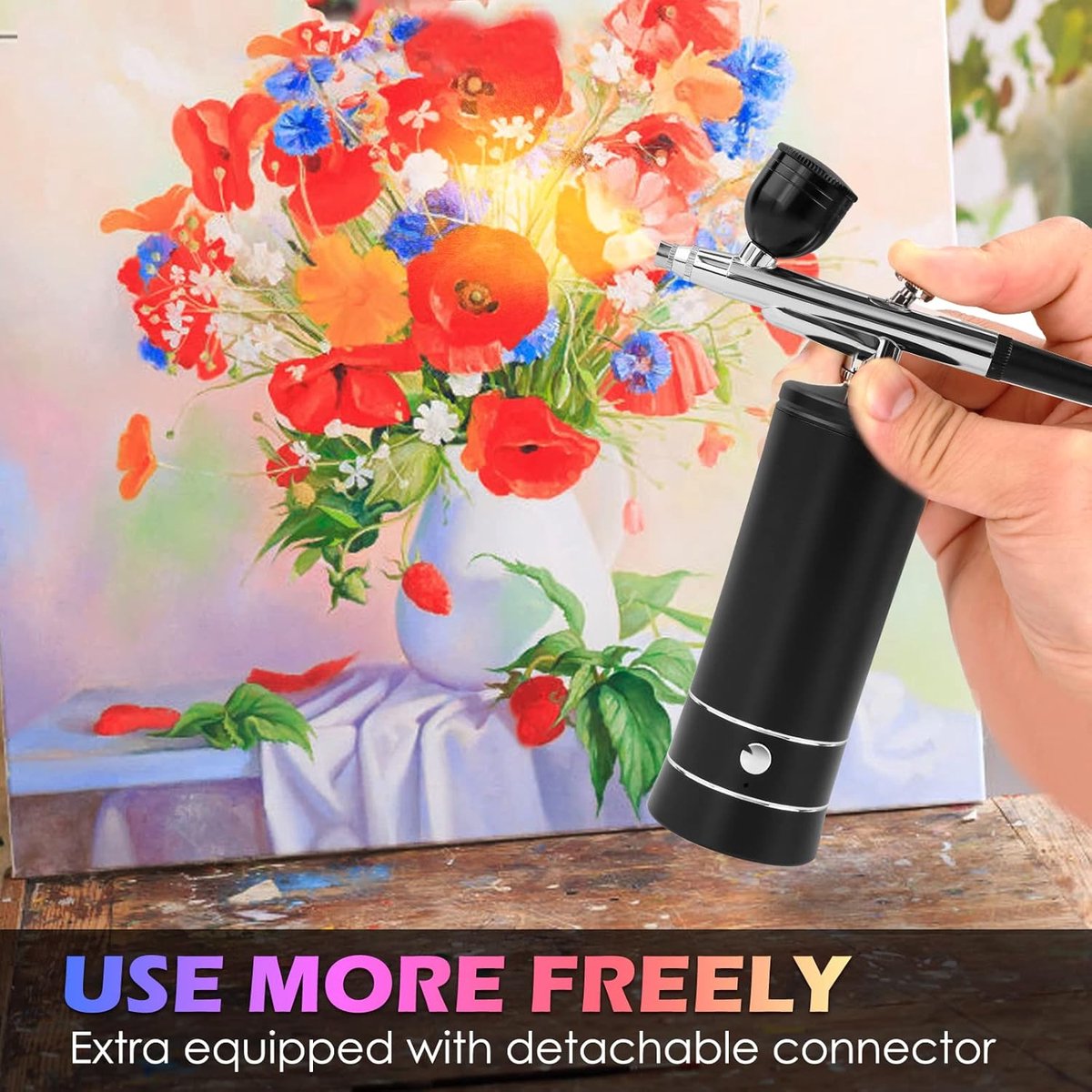 Airbrush-Set met Compressor, Oplaadbare Draadloze, Niet-Verstoppende